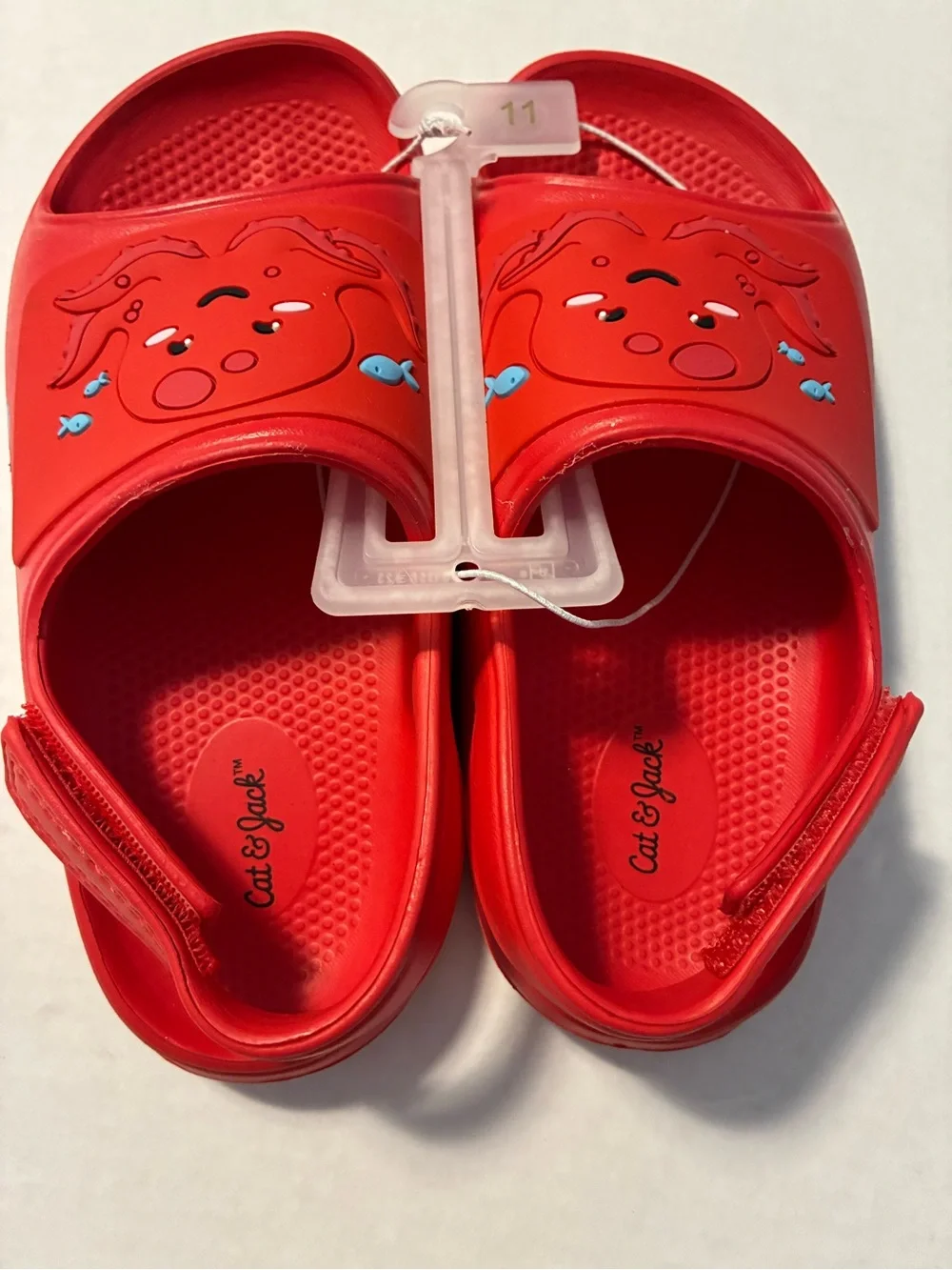 NWT Cat & Jack Baylor Kids Red Octopus Slide Sandals Size 11 Waterproof Shoes